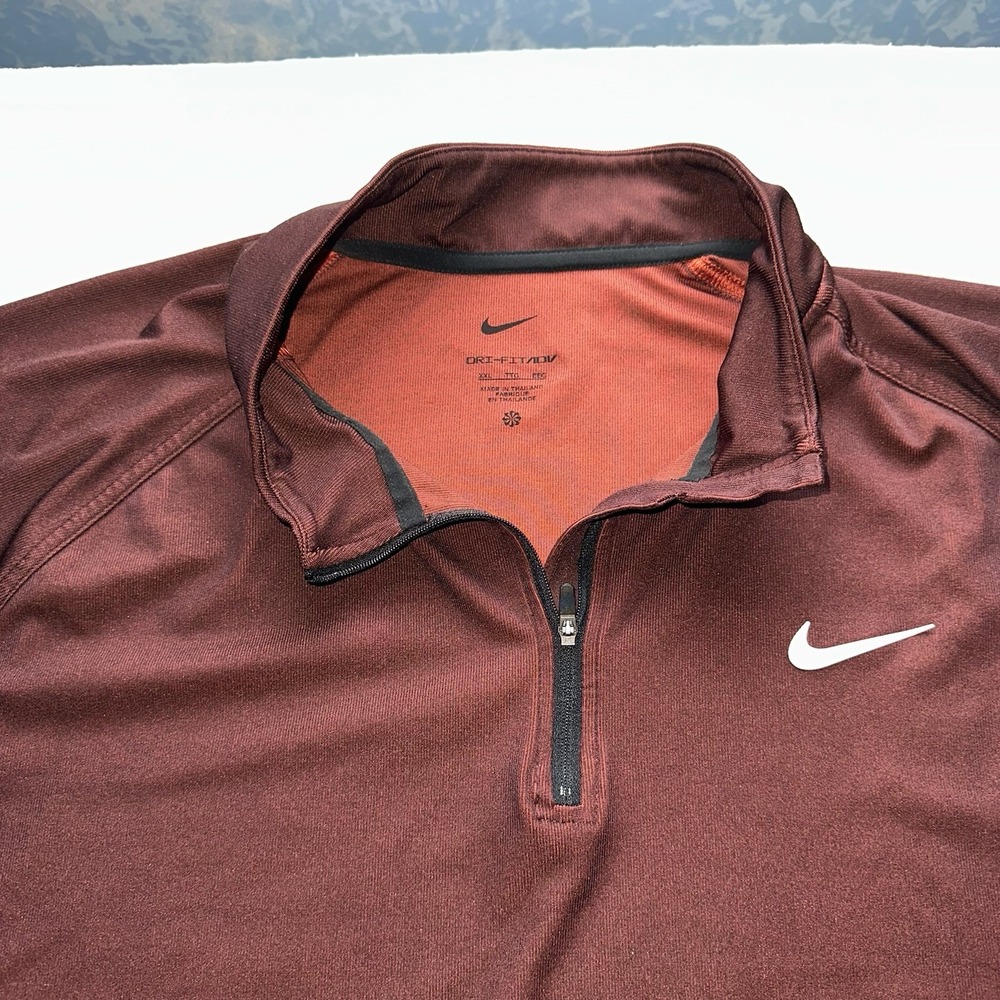Nike Dri-FIT ADV Tour Mens XXL 1/4 Zip Golf Pullover Red Maroon Ombre FD5833-626 - Picture 5 of 12
